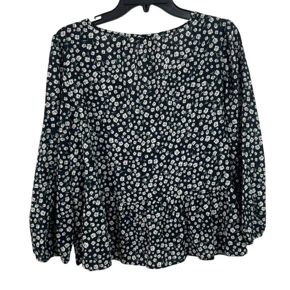 Ana A New Approach Womens Floral Long Sleeve Top Large Black Gray - Picture 2 of 7